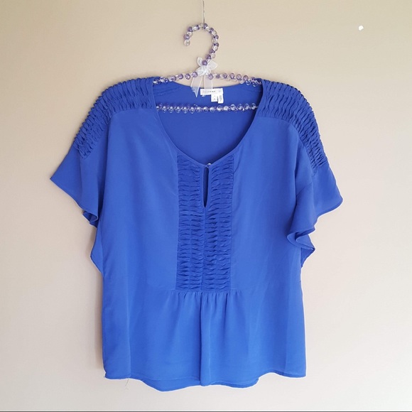 Anthropologie Tops - Anthro: Meadow Rue blue ruffled silk blouse small